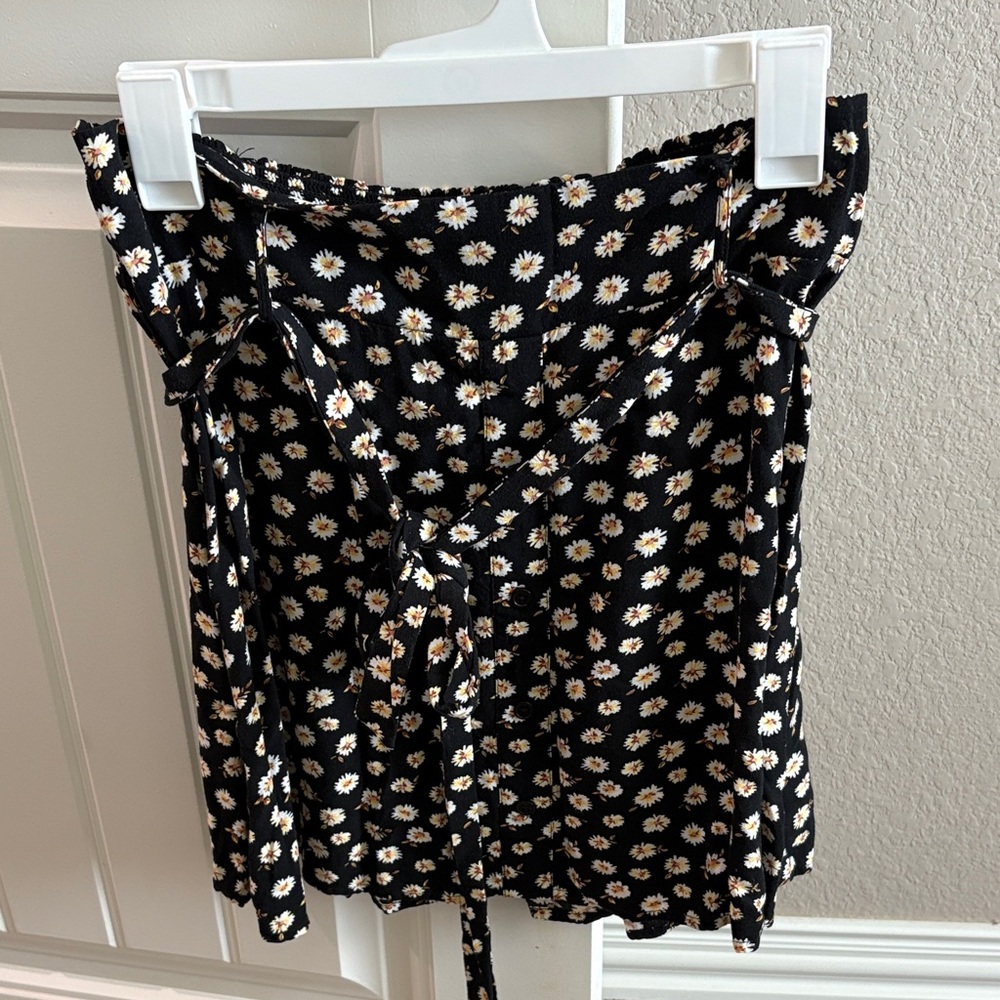 SO Black Floral Mini Skirt